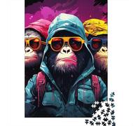 1000 Piece Colorful Monkey Jigsaw Puzzle for Adult Teenagers Wood Jigsaw Puzzles Educational Game Challenge Toy Birthday Gifts 1000pcs (75x50cm)