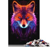 1000 Piece Colorful Neon Fox Square Puzzles for Adults, Wooden Puzzles Toy Wall Decor 1000pcs (75x50cm)