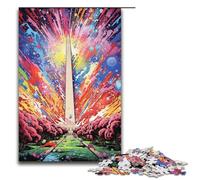1000 Piece Colorful Psychedelia of The Washington Monument Jigsaw for Kids Wooden Puzzles Home Art Decor 1000 PCS(38x26cm)