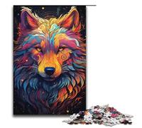 1000 Piece Colorful Psychedelic Art Wolf Puzzles Gifts Jigsaw Puzzles for Adults Christmas Wishlist with Santa Claus for Teenager Age 14 Up 1000 PCS(38x26cm)