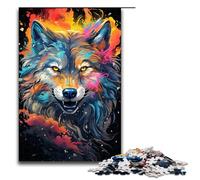 1000 Piece Colorful Psychedelic Fantasy Wolf Jigsaw for Kids Wooden Puzzles Home Art Decor 1000 PCS(75x50cm)