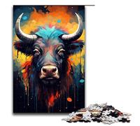 1000 Piece Colorful Psychedelic of A Buffalo Ink Painting Jigsaw for Kids Wooden Puzzles Home Art Decor 1000 PCS(75x50cm)