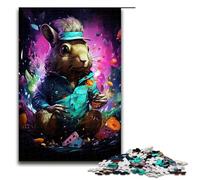 1000 Piece Colorful Psychedelic Squirrel Poker Jigsaw for Kids Wooden Puzzles Home Art Decor 1000 PCS(75x50cm)