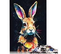 1000 Piece Colorful Rabbit Portrait Square Puzzle for Adults, Paper Puzzles Puzzle Hands-on Game 38x26cm/1000pcs