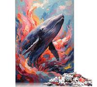 1000 Piece Colorful Whale in An Abstract Ocean Jigsaw Puzzlesfor Adults Wooden Puzzle Jigsaws for Adults For Family Fun & Game Night 1000pcs (75x50cm)