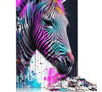 1000 Piece Colorful-zebra Jigsaw Puzzle for Adult Teenagers Wooden Puzzle Christmas Eve Gifts 1000pcs (75x50cm)