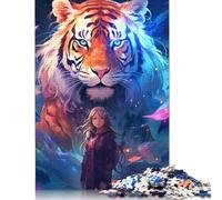 1000 Piece Colourful Animal Tiger Jigsaw Puzzles for Adult Teenagers Wooden Puzzles For Family Fun & Game Night 1000pcs (75x50cm)