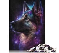 1000 Piece Colourful Galaxy German Shepherd Jigsaw Puzzle for Adult Teenagers Paper Puzzle Christmas Eve Gifts 1000pcs (75x50cm)