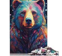 1000 Piece Colourful Psychedelic Brown Bear Jigsaw Puzzles for Adults Jigsaw Puzzles Educational Game Challenge Toy 1000pcs (75x50cm)