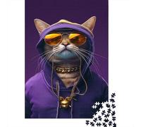 1000 Piece Cool Cat in Hoodie Jigsaw Puzzle for Adult Teenagers Puzzles for Adults & Teenager Family Activity Jigsaw Puzzles 1000pcs (38x26cm)