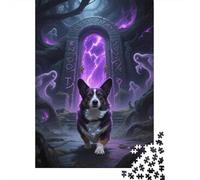 1000 Piece Corgi Dark Stone Gate Jigsaw Puzzles for Adults & Kids, Challenge High Difficulty, Home Decoration, Puzzle Unique Gift, Family-Friendly Brain Teaser 1000pcs (75x50cm)