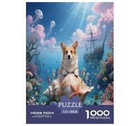 1000 Piece Corgi Jigsaw Puzzle for Adults - Family Fun, Educational Games, Corgi Ocean World Puzzle, Home Decoration Birthday Gifts 38x26cm/1000pcs
