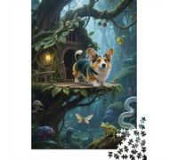 1000 Piece Corgi Jungle Treehouse Jigsaw Puzzles for Adults & Kids, Challenging Game, Beautiful Decoration, Puzzle Gifts, Family-Friendly Brain Teaser 1000pcs (75x50cm)
