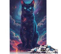 1000 Piece Cosmic Black Cat Portrait Jigsaw Puzzles for Adult Teenagers Paper Puzzle Jigsaws for Adults Jigsaw Puzzles for Adults 38x26cm/1000pcs