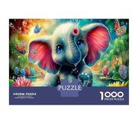 1000 Piece Cosmic Elephant Jigsaws Puzzles Great Gift Home Decoration Smart Wild Animal Puzzle Challenging Games for Adults And Kids Age 14 Years Up 38x26cm/1000pcs