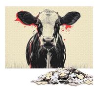 1000 Piece Cow Animal Art Square Jigsaw Puzzles for Adults & Wooden Puzzles Learning Educational Toys Family Games 1000pcs (75x50cm)