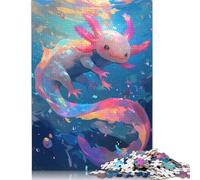 1000 Piece Cute Axolotl Underwater - Pink Axolotl Square Puzzle for Adults Paper Puzzles Educational Puzzle Family Game 38x26cm/1000pcs