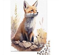 1000 Piece Cute Baby Fox Painting Square Jigsaw Puzzles for Adults & Wooden Puzzles Learning Educational Toys Family Games 1000pcs (75x50cm)