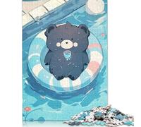 1000 Piece Cute Bear Pool Float Jigsaw Puzzle for Adult Teenagers Paper Puzzle Jigsaws for Adults Family Entertainment Toys 38x26cm/1000pcs