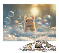 1000 Piece Cute Bunny with Bubbles Square Puzzles for Adults, Paper Puzzles Family Entertainment Toys 38x26cm/1000pcs