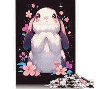 1000 Piece Cute Bunny with Flowers Puzzles for Adults & Paper Puzzles Educational Puzzle Family Game 38x26cm/1000pcs