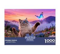1000 Piece Cute Cat Jigsaw Puzzle for Adults - Challenging Brain Teaser, Flower Grass Cluster Puzzle, Home Decoration Birthday Gifts 38x26cm/1000pcs