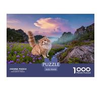 1000 Piece Cute Cat Jigsaw Puzzle for Adults - Challenging Brain Teaser, Purple Flower Cluster Puzzle, Home Decoration Gifts 70x50cm/1000pcs