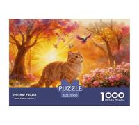1000 Piece Cute Cat Jigsaw Puzzle for Adults Kids - Family-Friendly Brain Teaser, Woods Warm Sunshine Puzzle, Decoration Birthday Gifts 70x50cm/1000pcs