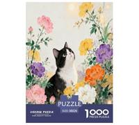 1000 Piece Cute Cat Jigsaw Puzzle for Adults Kids - Family Fun, Family Happy Game, Colorful Flowers Puzzles, Home Decoration Unique Gift 38x26cm/1000pcs