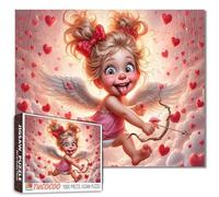1000 Piece Cute Cupid Jigsaw Puzzles for Adults and Beginner Playful Little Girl Angel Puzzles Challenging Family Activity Games DIY Floating Love Heart Puzzle for Home Decor Gifts 19.7 x 27.6 in