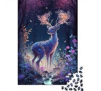 1000 Piece Cute Deer Flower Jigsaw Puzzles for Adult Teenagers Wooden Puzzles For Family Fun & Game Night 1000pcs (75x50cm)