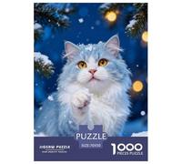 1000 Piece Cute Kitten Jigsaw Puzzle for Adults & Kids - Challenging & Brainteasing, Snowy Pine Tree Puzzle, Home Decoration Birthday Gifts 70x50cm/1000pcs