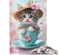 1000 Piece Cute Kitten Jigsaw Square Puzzle for Adults & Wooden Puzzles Educational Game Challenge Toy 1000pcs (75x50cm)