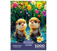 1000 Piece Cute Otter Jigsaw Puzzles for Adults Gifts Fun Challenging Home Decoration Lovely Animals Jigsaw Puzzle for Adults And Kids Age 12 And Up 38x26cm/1000pcs