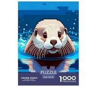 1000 Piece Cute Otter Jigsaw Puzzles Great Gift for Adults Educational Games Home Decors Brainteasing Lovely Animals Jigsaw Puzzle for Women Men Adult 70x50cm/1000pcs