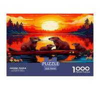 1000 Piece Cute Otter Jigsaw Puzzles Great Gift for Adults Family Challenging Toys Home Decors Lovely Animal Jigsaw Puzzle for Women Men Adult 70x50cm/1000pcs