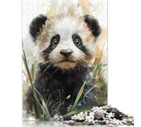1000 Piece Cute Panda Cub Watercolor Adult Puzzles Paper Puzzles Educational Stress Relief Toy Puzzle 38x26cm/1000pcs