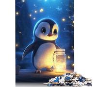 1000 Piece Cute Penguin Luminous Glow Square Jigsaw Puzzles for Adults, Wooden Puzzles Educational Game for Children 1000pcs (75x50cm)