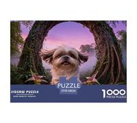 1000 Piece Cute Puppy Jigsaw Puzzle for Adults - Family-Friendly Brain Game, Big Tree Vines Puzzles, Home Decoration Unique Gift 38x26cm/1000pcs