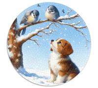1000 Piece Cute Puppy Jigsaw Puzzle for Adults - Family Fun, Family Happy Game, Snowy Field Puzzles, Decoration Birthday Gifts 1000pcs (67.5x67.5cm)