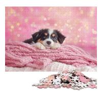 1000 Piece Cute Puppy on Pink Blanket Creative Square Jigsaw Puzzles for Adults & Paper Puzzles Educational Toys 38x26cm/1000pcs