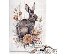 1000 Piece Cute Rabbit Floral Animal Creative Square Jigsaw Puzzles for Adults And Wooden Puzzles Toy Intellectual Game 1000pcs (75x50cm)