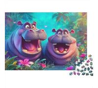 1000-Piece Cute Rhinoceros Puzzle for Adults And Kids, Eco-Friendly Paper Jigsaw, Challenging & Relaxing Hobby Gift 52x38cm/1000pcs