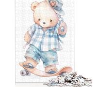 1000 Piece Cute Watercolor Bear Jigsaw Puzzle for Adult Teenagers Jigsaw Puzzle For Family Fun & Game Night 1000pcs (38x26cm)