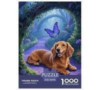 1000 Piece Dachshund Jigsaw Puzzle for Adults - Family Fun, Family Happy Game, Butterfly Garden Puzzle, Decoration Birthday Gifts 70x50cm/1000pcs