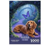 1000 Piece Dachshund Jigsaw Puzzle for Adults - Family Fun, Family Happy Game, Butterfly Garden Puzzle, Home Decoration Birthday Gifts 38x26cm/1000pcs