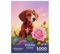 1000 Piece Dachshund Jigsaw Puzzle for Adults Kids - Family Fun, Educational Games, Flower Meadow Jigsaws, Decoration Gifts 70x50cm/1000pcs