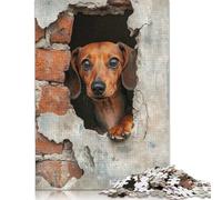 1000 Piece Dachshund Peeking Through Hole Wiener Jigsaw Puzzles for Adults Paper Puzzle Jigsaws for Adults 1000pcs (38x26cm)