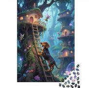 1000 Piece Dachshund Treehouse Climb Jigsaw Puzzles for Adults & Kids, Challenging Game, Home Decoration, Puzzle Gifts, Family-Friendly Brain Teaser 1000pcs (75x50cm)