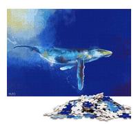 1000 Piece Deep Blue Whale Flo Art Studio Creative Square Jigsaw Puzzles for Adults & Paper Puzzles Educational Toys 38x26cm/1000pcs
